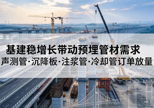 黎川基建稳增长带动预埋监测管材需求，声测管、沉降板、注浆管订单持续放量